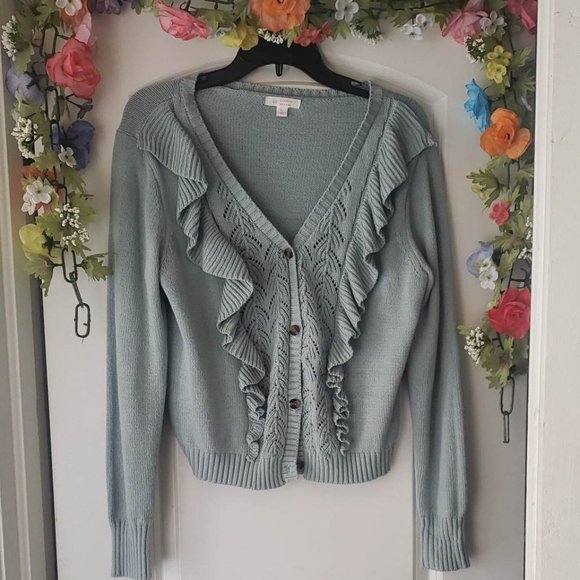 LC Lauren Conrad Cardigan Sweater - Green/Sage - Picture 6 of 7
